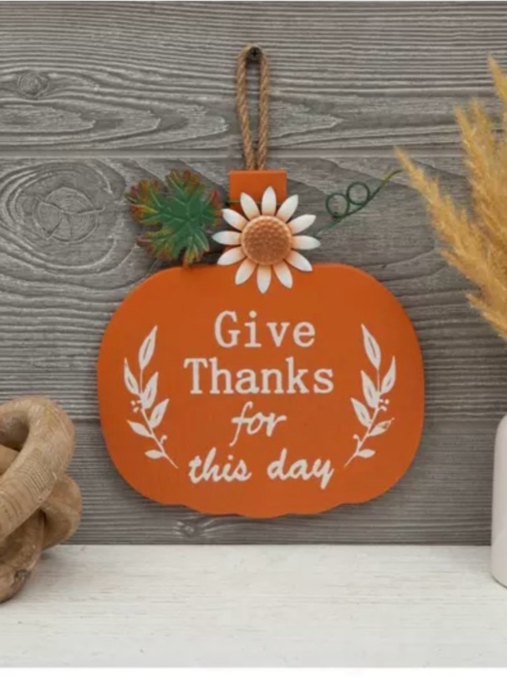 Give Thanks Orange Pumpkin Wall Sign